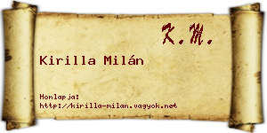 Kirilla Milán névjegykártya